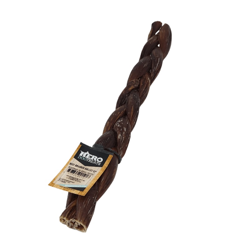 Oesophage de boeuf dshydrate tresse 12''