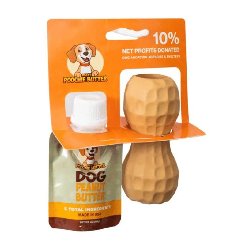 Jouet interactif Peanut avec pochette de beurre d'arachide Poochie Butter