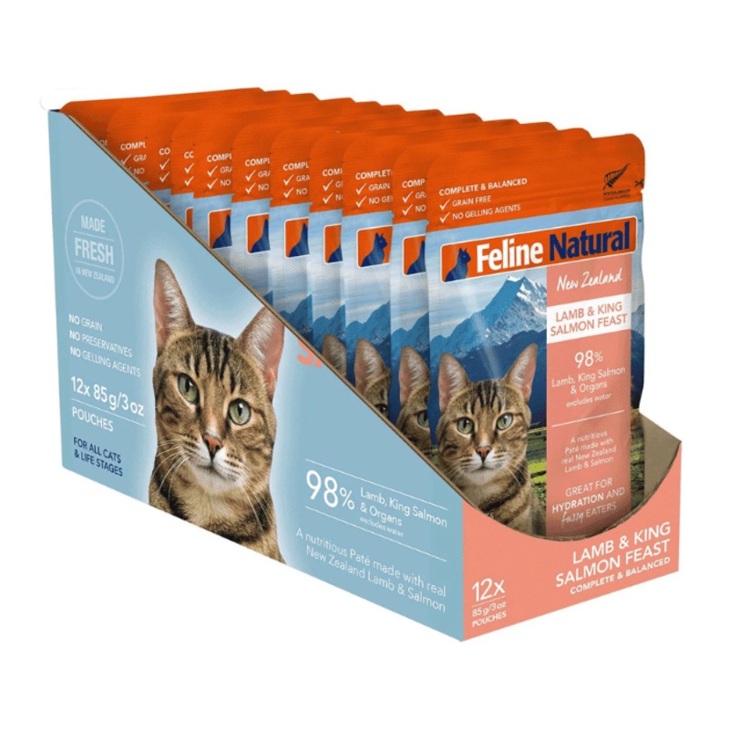 Nourriture humide pour chat Feline Natural Agneau et King salmon 12x 3oz