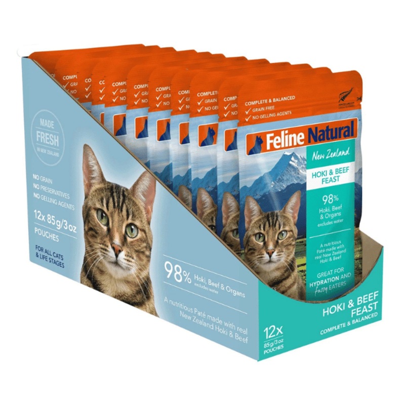 Nourriture humide pour chat Feline Natural Hoki et boeuf 12x 3oz