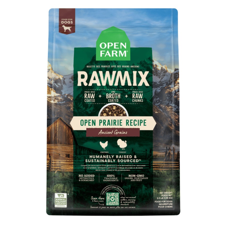 Nourriture pour chien Open Farm RawMix Recette des praires avec des grains anciens