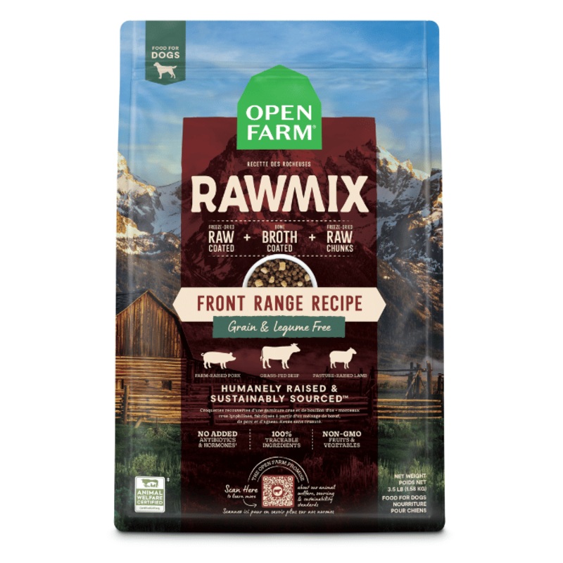 Nourriture pour chien Open Farm RawMix Recette des rocheuses, nourriture sche pour chiens, sans grains