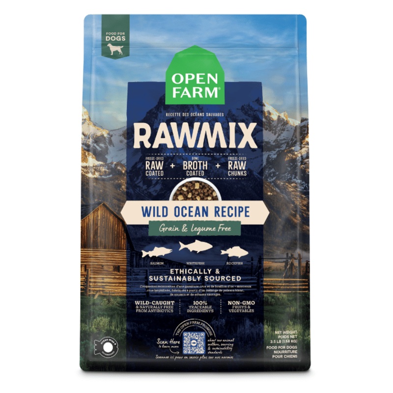Nourriture pour chiens Open Farm RawMix Recette des ocans sauvages sans grains, sans lgumineuses
