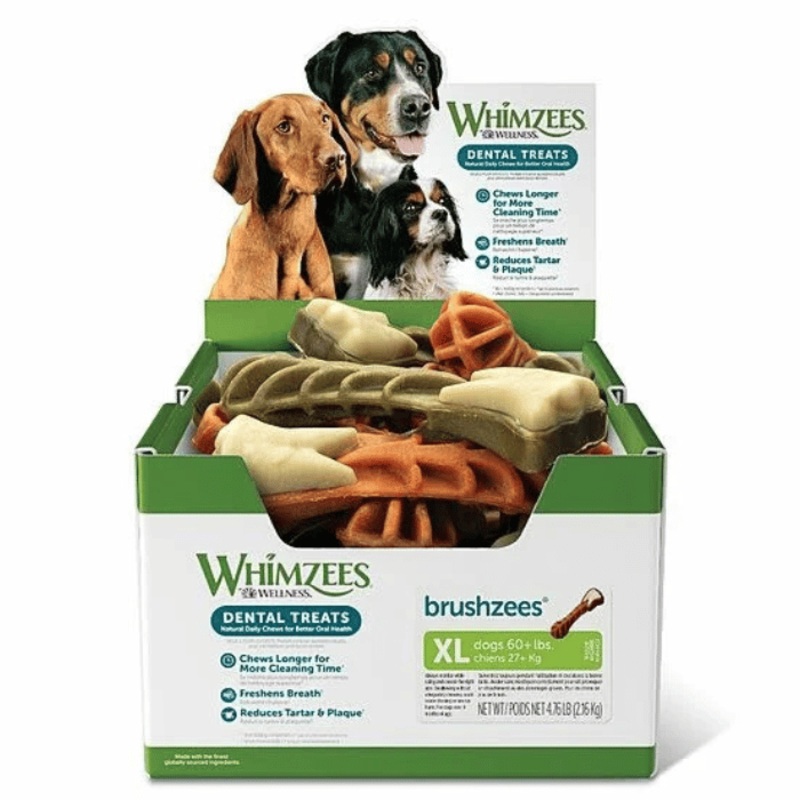 Gteries dentaires Whimzees BRUSHZEES brosse  dent XL - BOTE DE 18