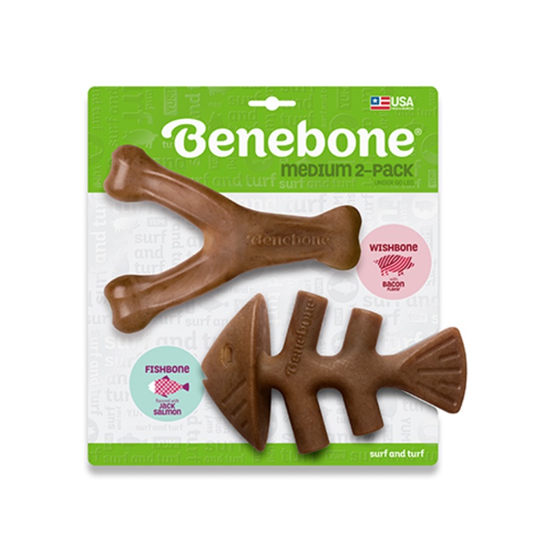 Jouet  gruger Benebone Fishbone/Wishbone Paquet de 2
