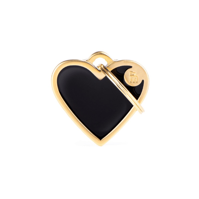 Mdaille pour chiens - Coeur fait  la main Or satin