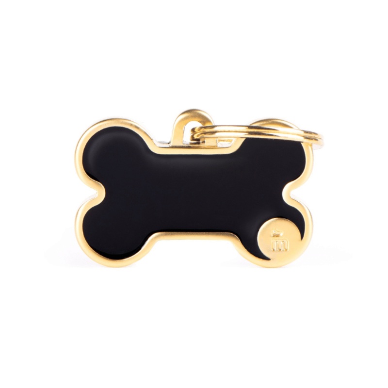 Mdaille pour chiens - Os fait  la main Or satin