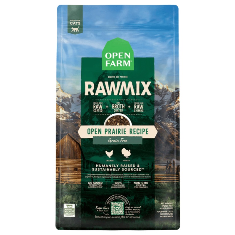 Open Farm RawMix Recette des prairies, nourriture sche pour chats, sans grains
