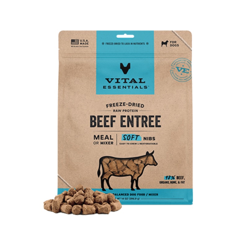Repas ou complment pour chien au buf cru lyophilis  Bouches tendres  14 oz  Vital Essentials