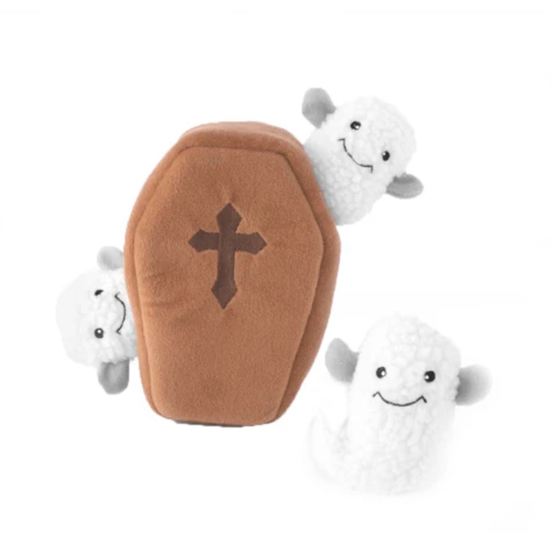 ZippyPaws Halloween Burrow - Coffin with Ghosts Dog Toy
