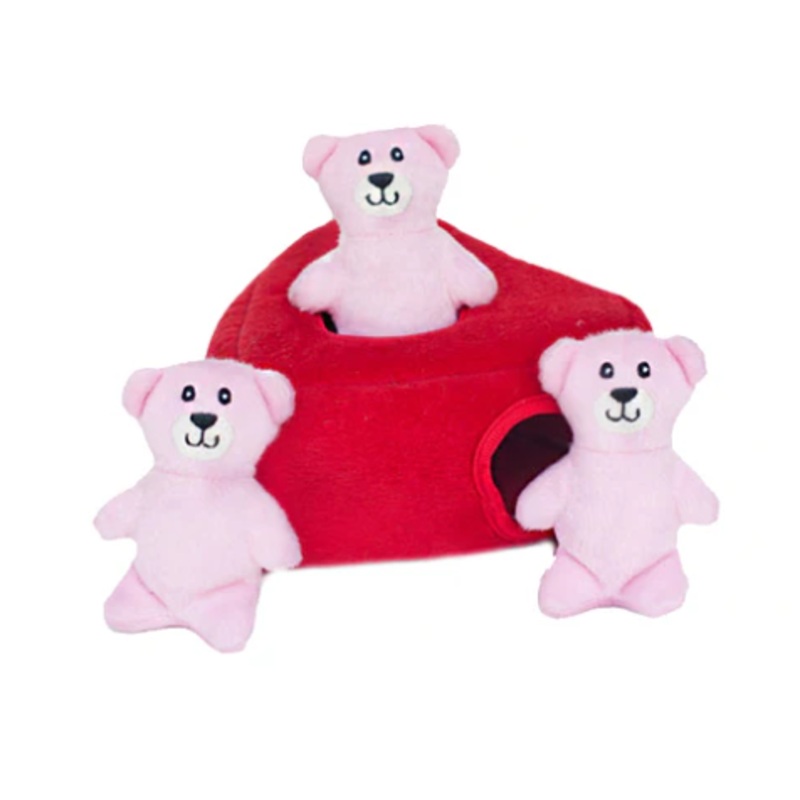 ZippyPaws Valentine's Burrow - Heart And Bears Dog Toy
