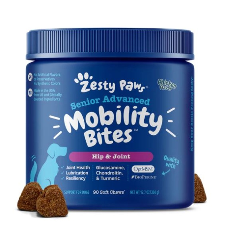 Hip & Joint Mobility Bites Chicken Flavor Soft Chew For Senior Dogs - Jar