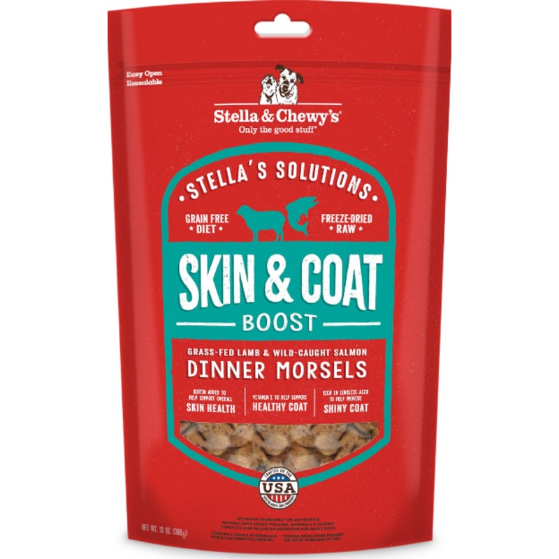 Stella's Solutions Skin & Coat Boost Grass-Fed Lamb & Wild-Caught Salmon Dinner Morsels Freeze-Dried Raw Dog Food
