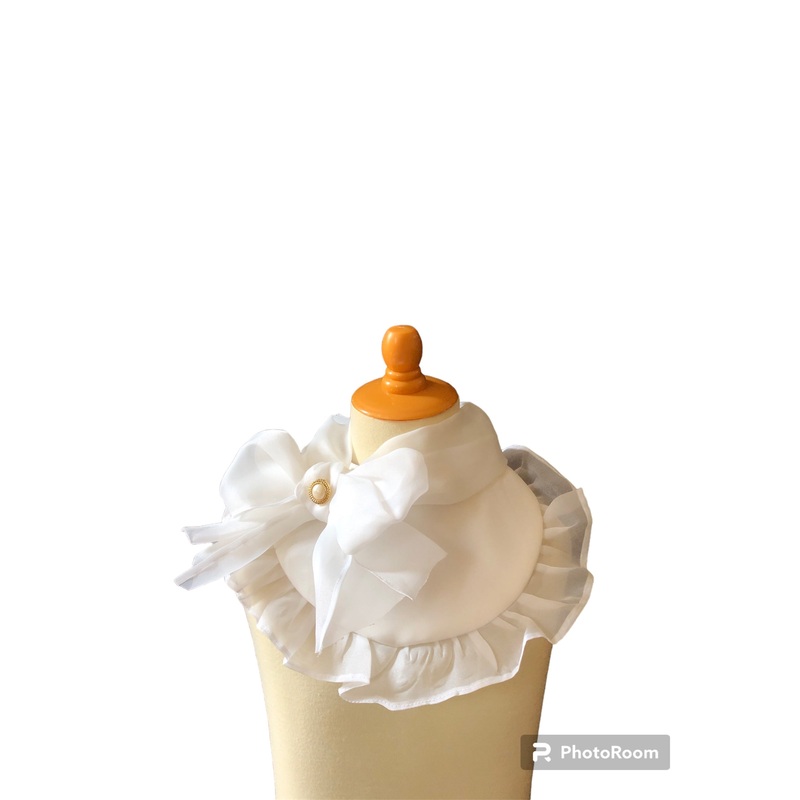 White Ribbon Organza Bib For Pets