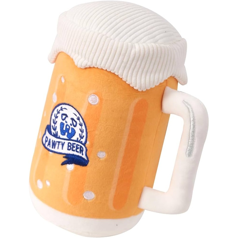 Beer Mug Print Squeaker Dog Toy