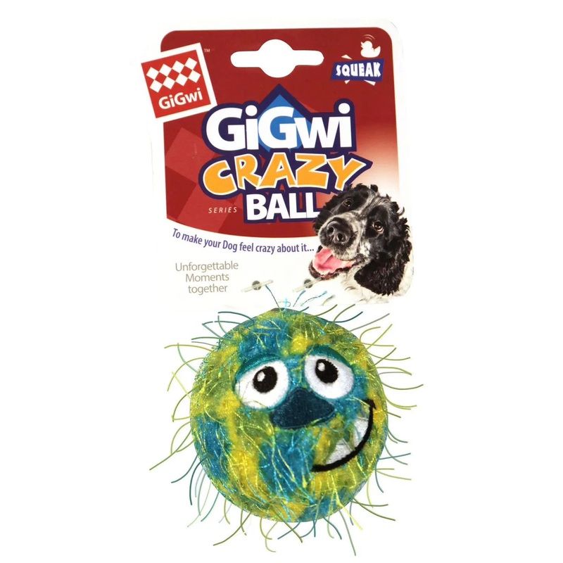 Crazy Ball Plush Felt With Rubber Core Ball Squeaker Dog Toy