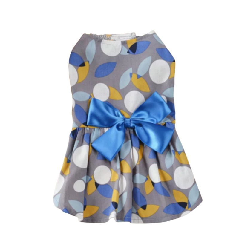 Polkadot Grey Flower Dog Cat Apparel