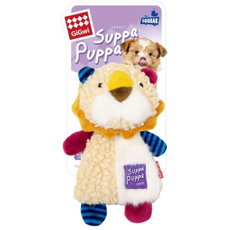 Suppa Puppa Lion Squeaker Crinkle Inside 18cm Dog Toy