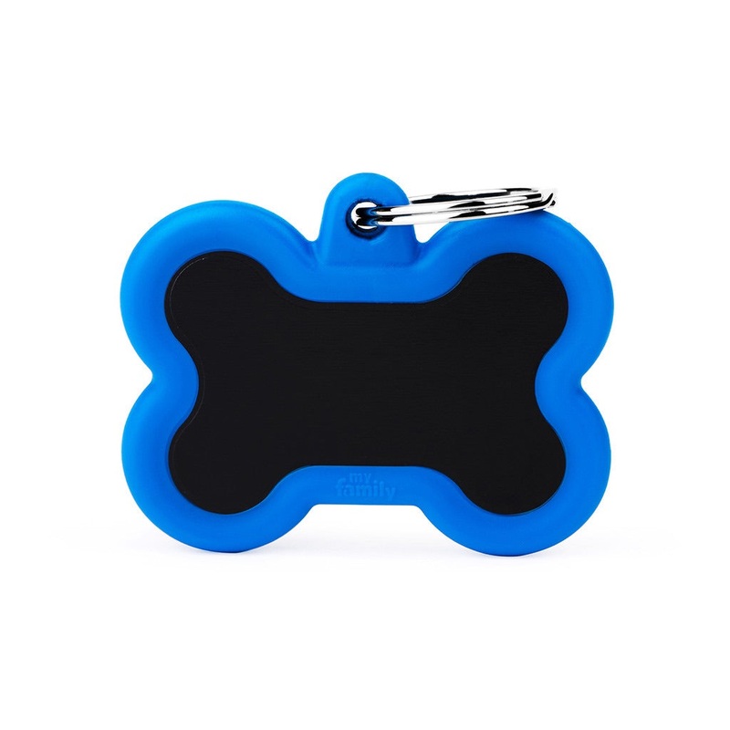 ID Tag - Hushtag Collection - Aluminium Black Bone With Rubber | Personalized Cat Dog Tag