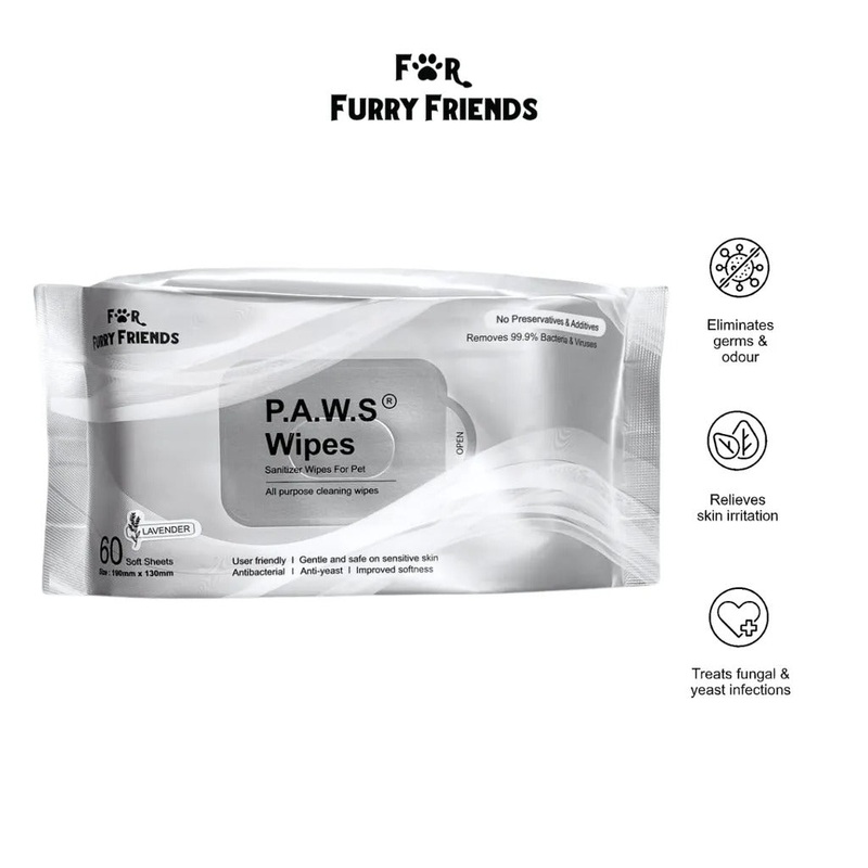 Activated Water Sanitizer (P.A.W.S) Lavender Wipes For Dogs