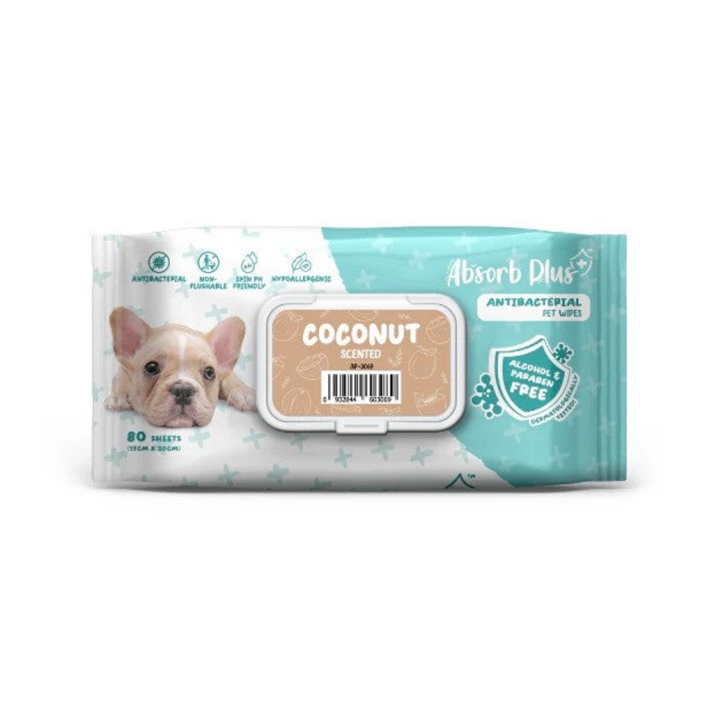 Antibacterial Pet Wipes Coconut Scented 80 sheets