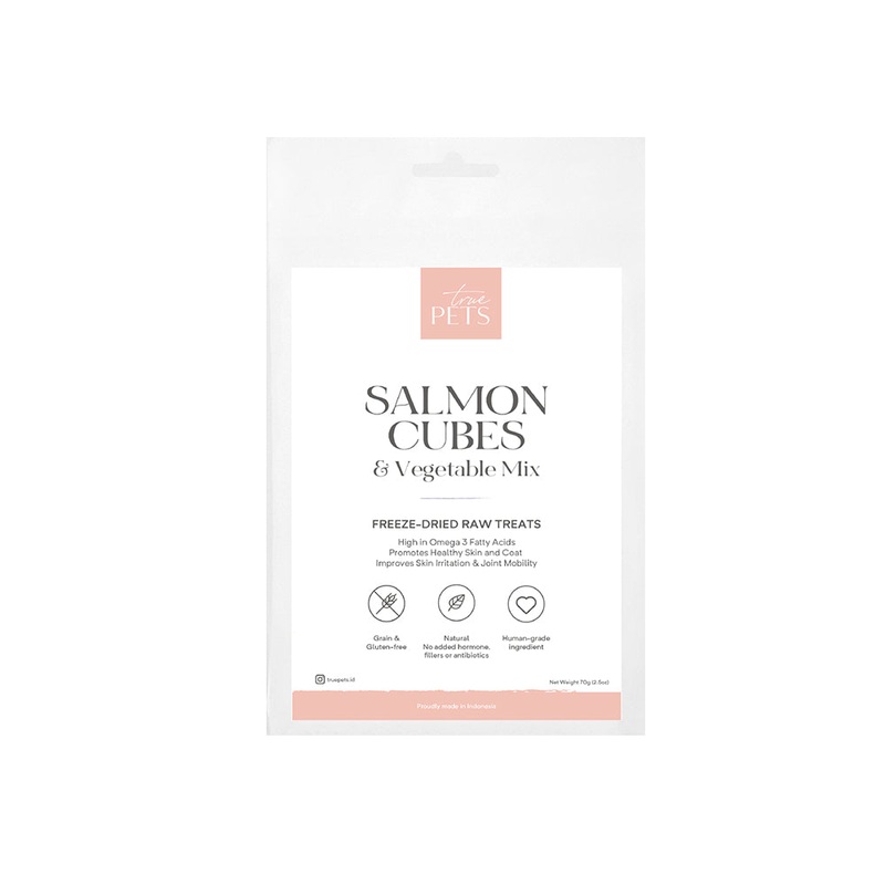 True Pets Salmon Cubes & Vegetables Mix Freeze-Dried Raw Dogs Treats