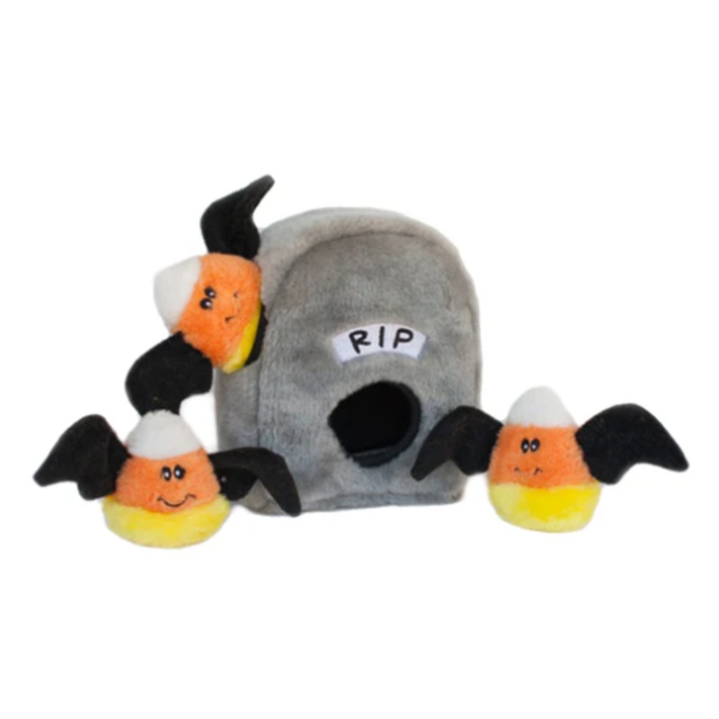 ZippyPaws Halloween Burrow - Spooky Gravestone Dog Toy