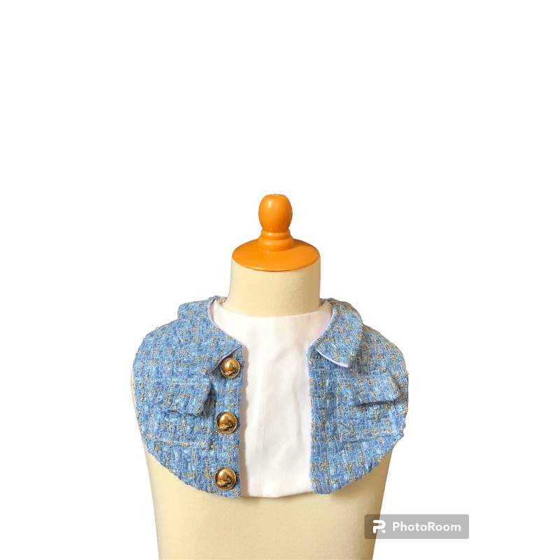 Blue Tweed White Shirt Bib for Pets