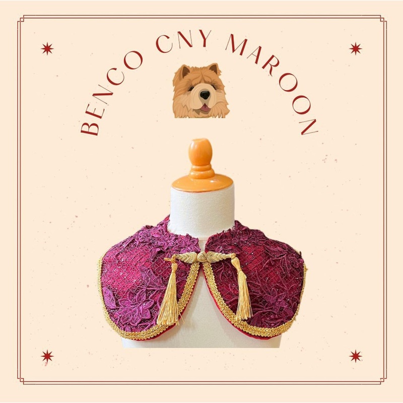 CNY Marron Full Embroidery With Tassel Shirt Bib for Pets