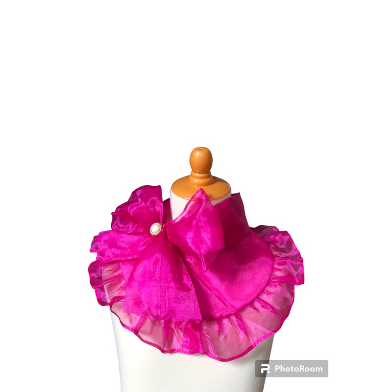Fuschia Ribbon Organza Bib For Pets