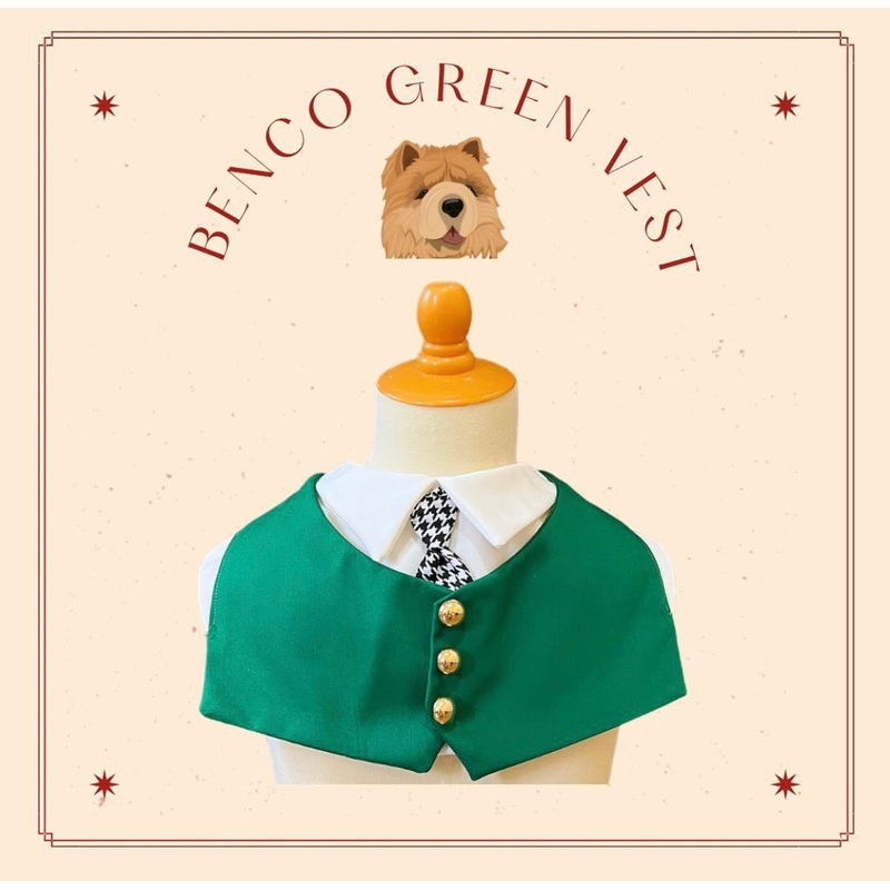 Green Vest Gold Button Bib For Pets
