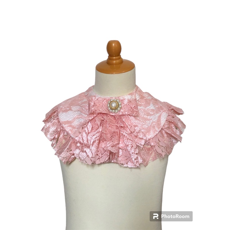 Pink Casual With Lace Bib For Pets