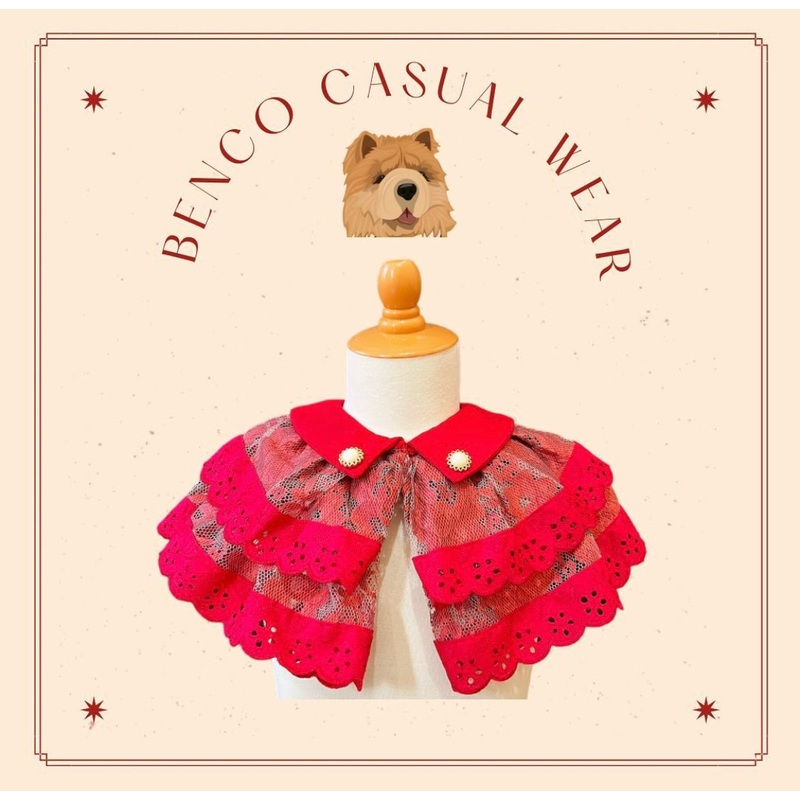 Red Flower Casual Wear Bib For Pets