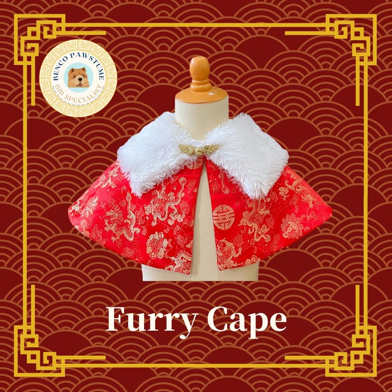 CNY Red Furry Cape For Pets