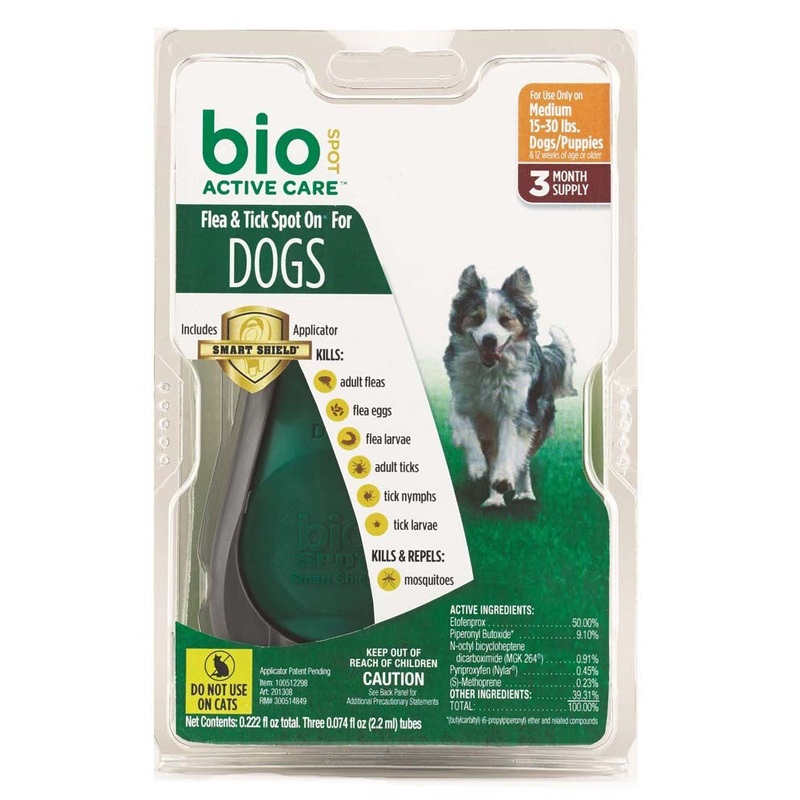 Bio Spot Flea & Tick Spot On for Dogs 15-30lb 3 Month Pack with Applicator