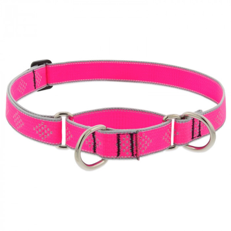 Lupine Dog Collar Martingale 1" Wide X 19"-27" Neck Size Pink Diamond