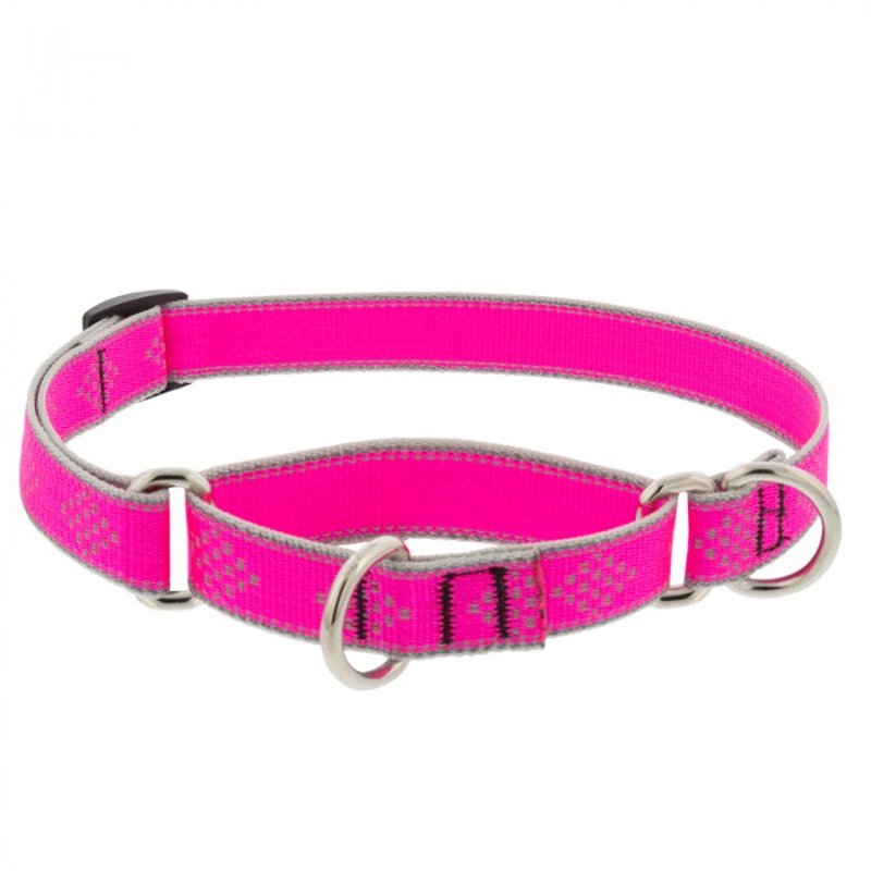 Lupine Dog Collar Martingale 3/4" Wide X 10"-14" Neck Size Pink Diamond