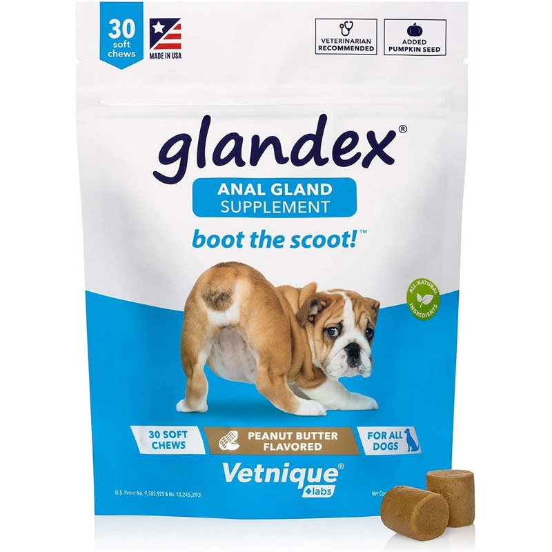 Glandex Anal Gland Peanut Butter Dry Dog Supplement 30Ct