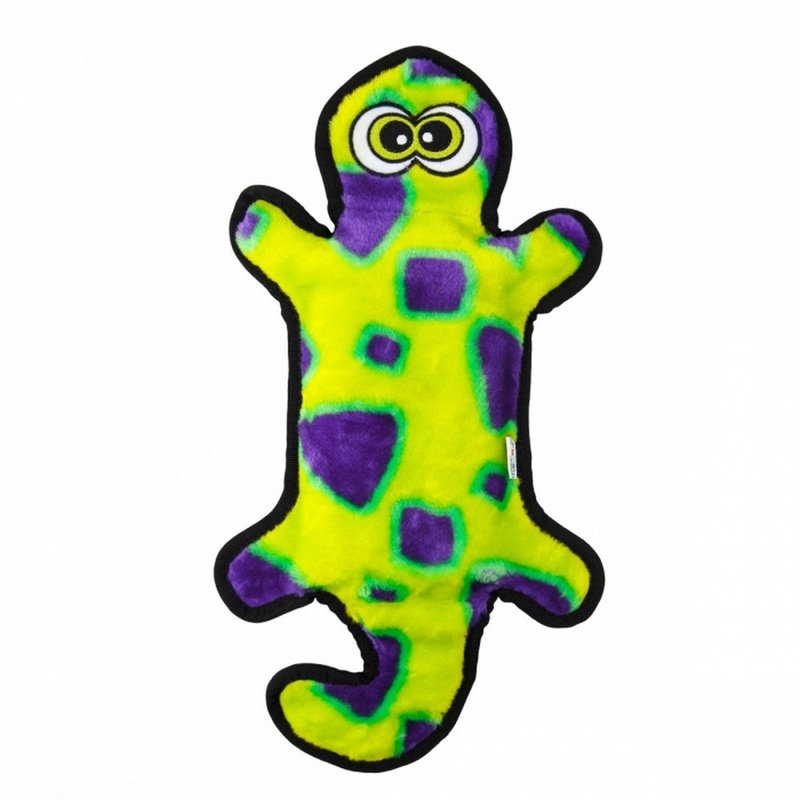 Outward Hound Invincibles Gecko Dog Toy Green Yellow 4 Squeak