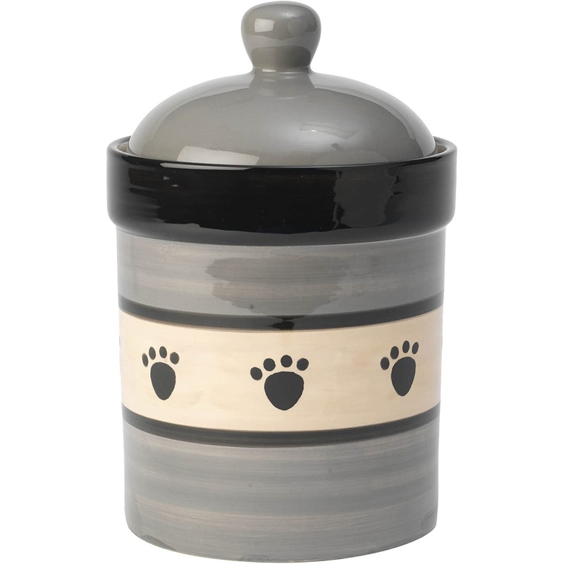 PetRageous Designs Metro 9" Treat Jar Gray/Taupe