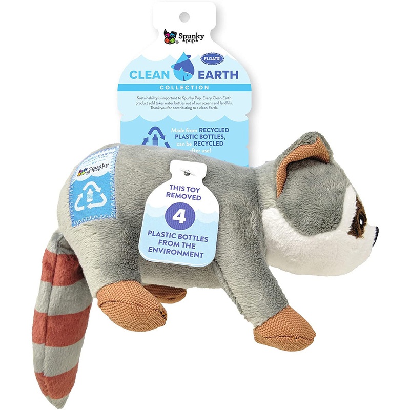 Spunky Pup Clean Earth Plush Raccoon Dog Toy Small
