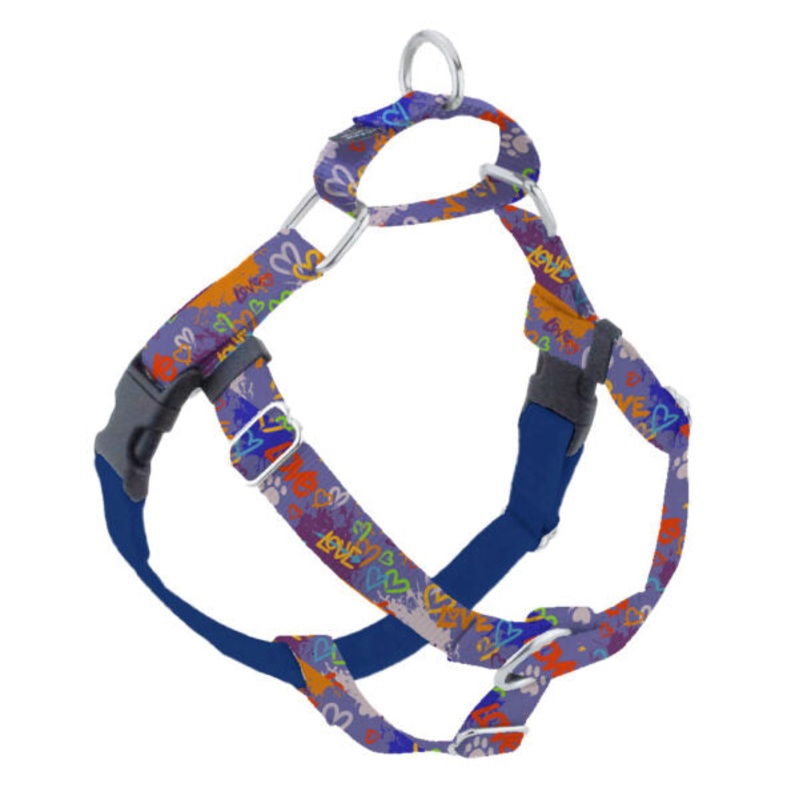 2 Hounds Design Freedom No-Pull Harness 1" Large Love Graffiti Blue