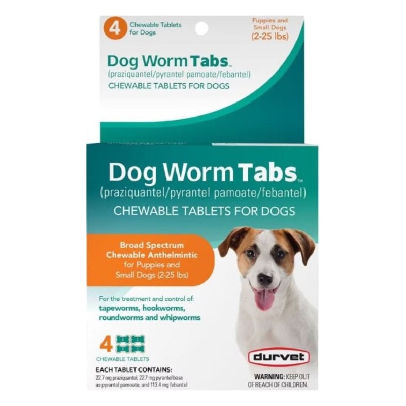 Durvet Dog Worm Tabs For Puppies and Small Dogs 2-25 lb 4ct