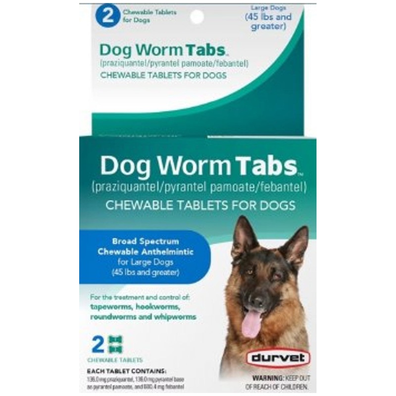 Durvet Dog Worm Tabs Large Dog 45+lb 2Ct