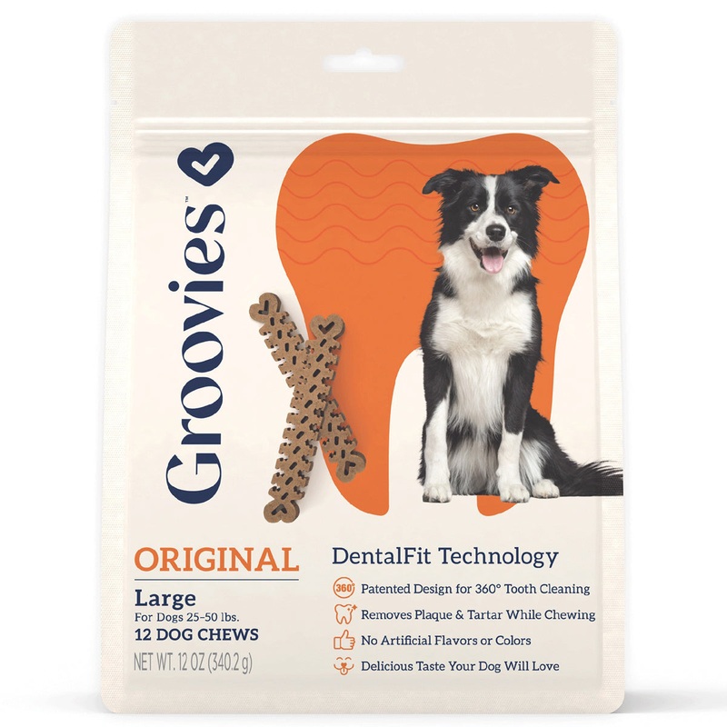 King Wholesale Groovies Dog Dental Chews 12oz Large - For Dogs 25-50 lb