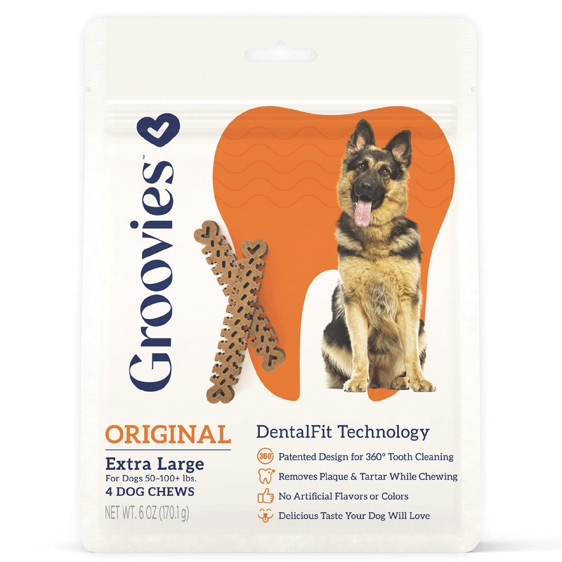 King Wholesale Groovies Dog Dental Chews 6oz X-Large For Dogs 50-100+ lb