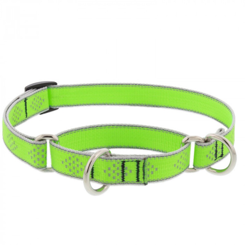 Lupine Dog Collar Martingale 3/4" Wide X 10"-14" Neck Size Green Diamond