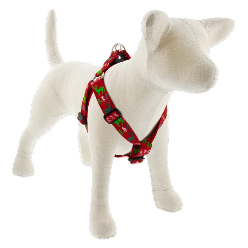 Lupine Holiday Step-In 3/4" Wide 19"-28" Girth Size Happy Holidays Red Dog Harness