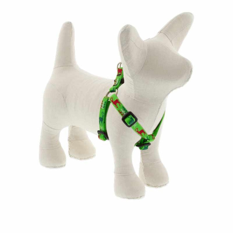 Lupine MicroBatch Step In Dog Harness 1/2" Wide 12-18" Girth Size Happy Holidays Green