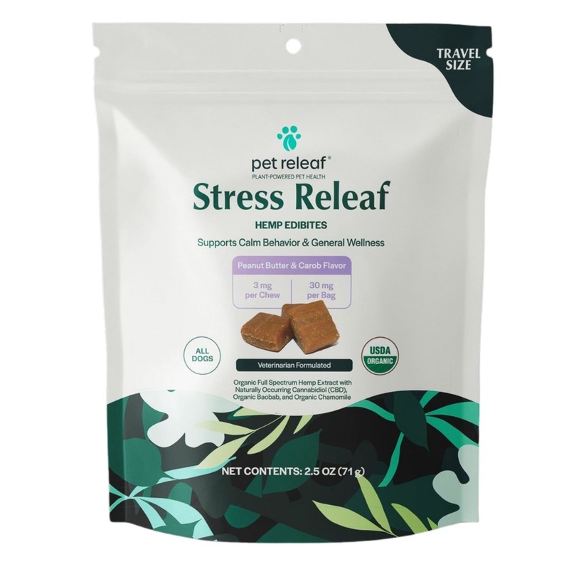 Pet Releaf Stress Releaf Peanut Butter Carob CBD Edibites For Dogs 2.5oz